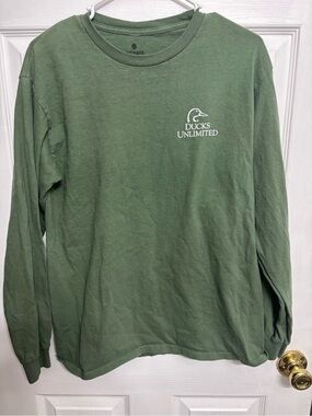Artisan Ducks Unlimited Long-Sleeve Tee in Olive Green